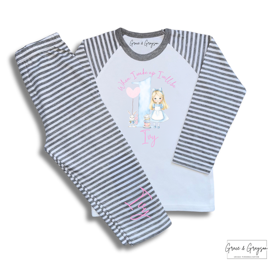 Personalised When I Wake Up Wonderland Birthday Pyjamas 