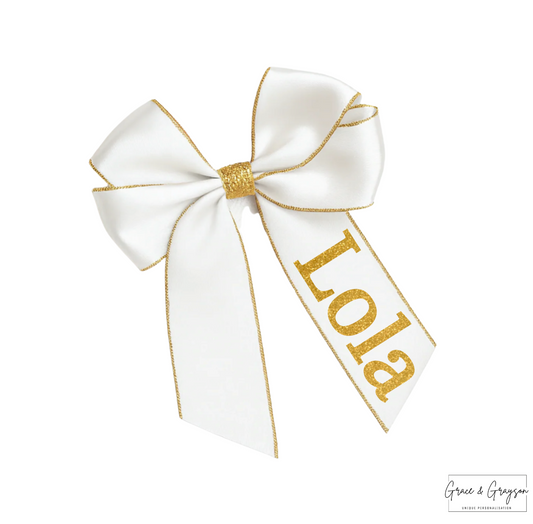 Personalised Satin Sparkle 6" Hair Bow Clips

