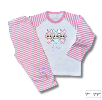 Personalised Pastel Labubu Bow Pyjamas