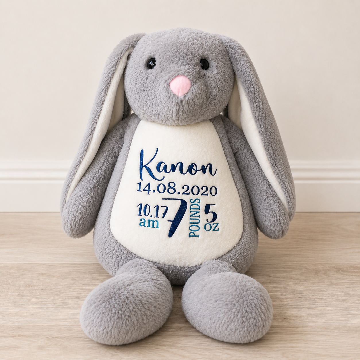 Personalised baby birth teddy bear keepsake gift – Grace & Grayson