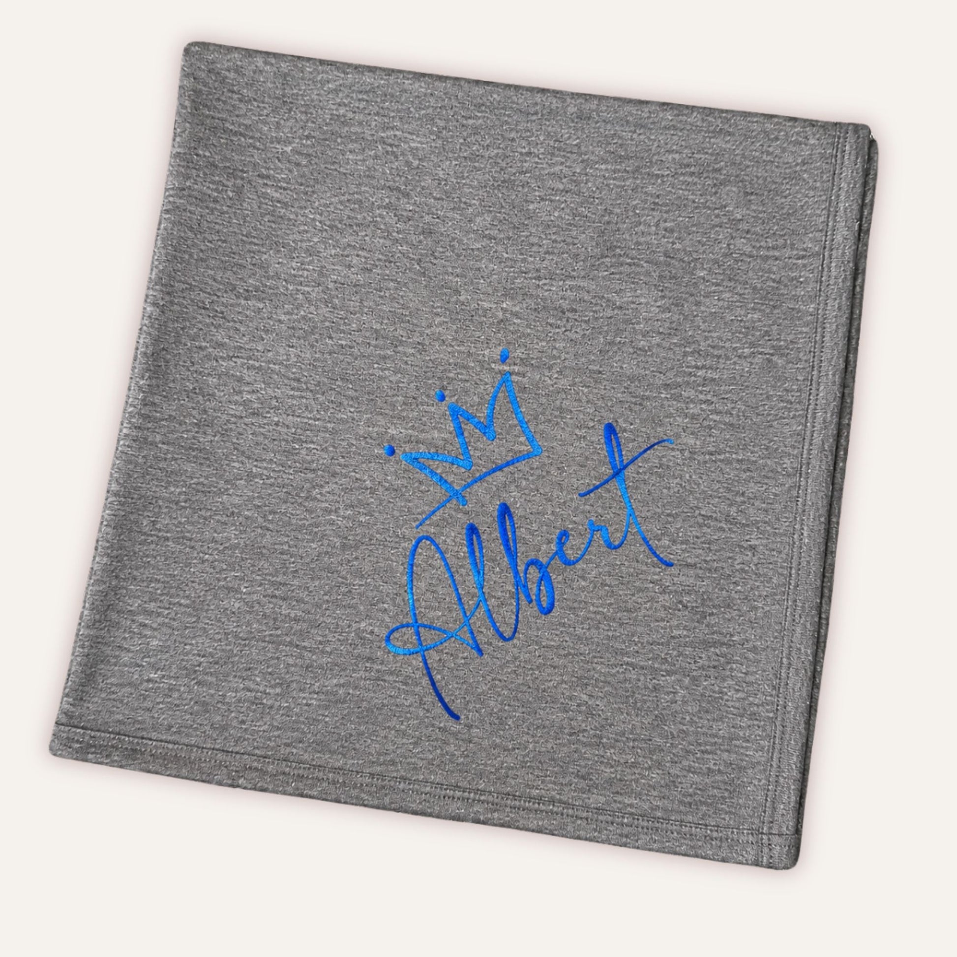 Personalised baby blanket gift with custom printed name by Grace & Grayson