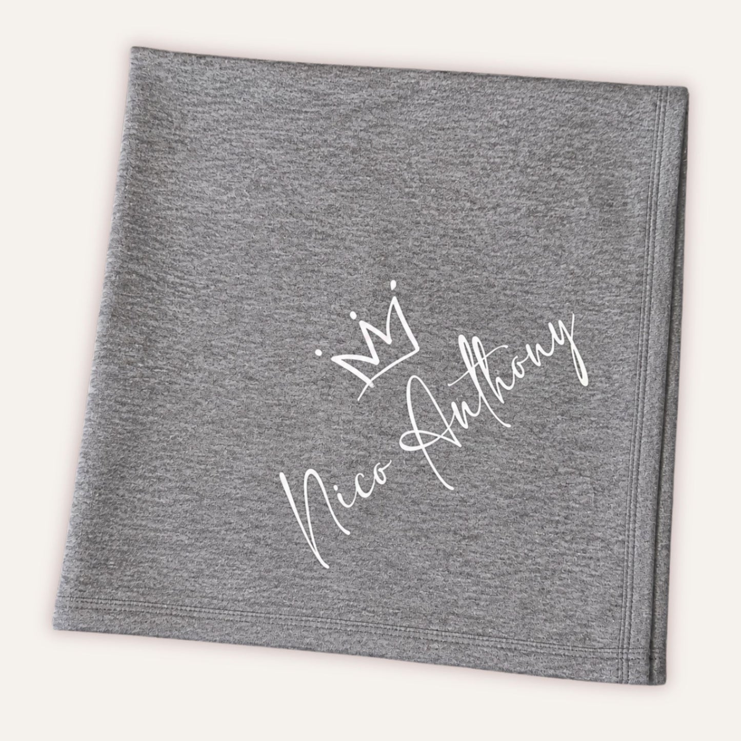 Personalised baby blanket with custom name print by Grace & Grayson