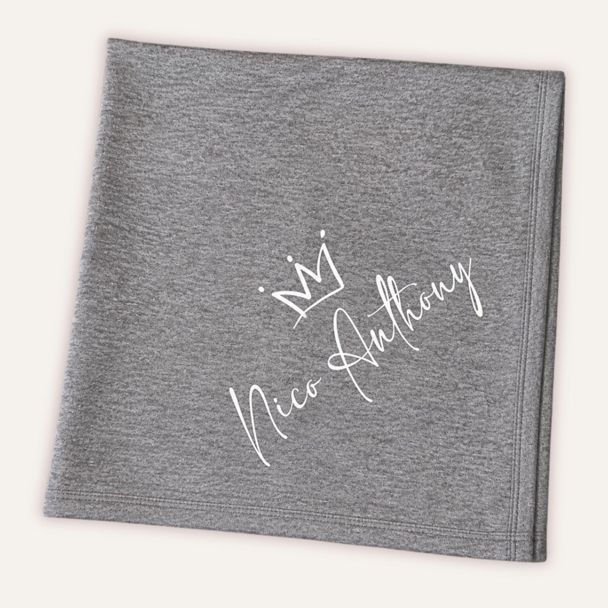 Personalised baby blanket with custom name print by Grace & Grayson