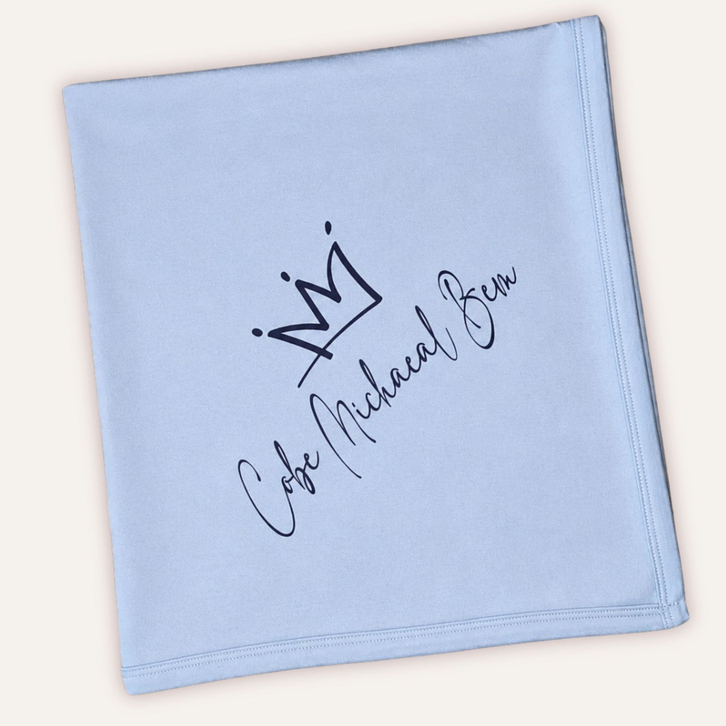 Personalised baby boy blanket with custom name print by Grace & Grayson
