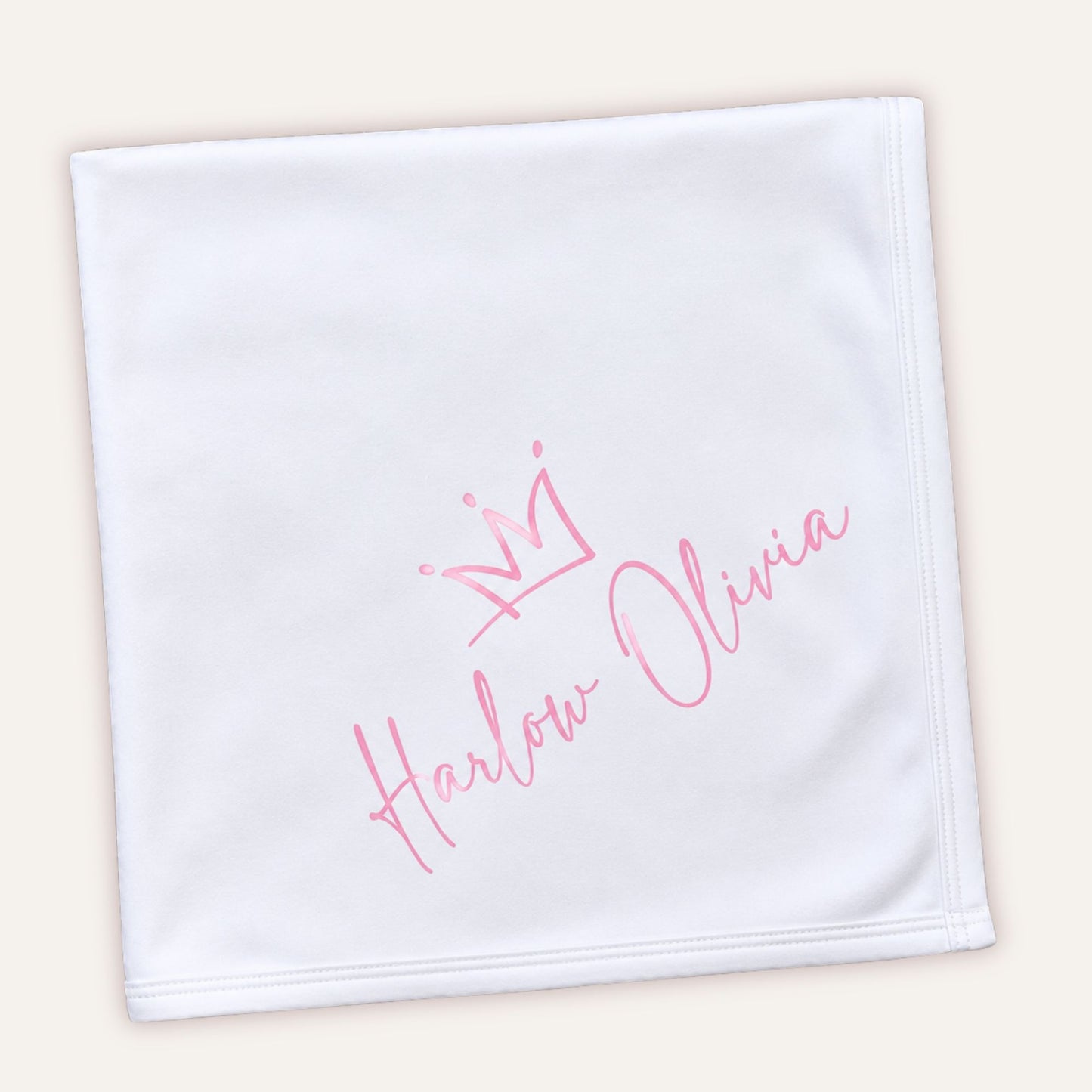 Personalised baby girl blanket with pink custom name print by Grace & Grayson