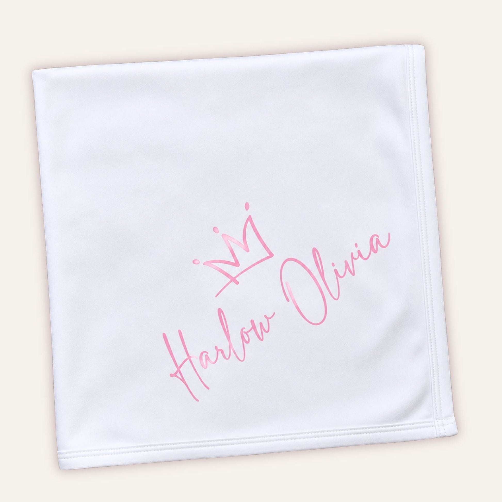 Personalised baby girl blanket with pink custom name print by Grace & Grayson