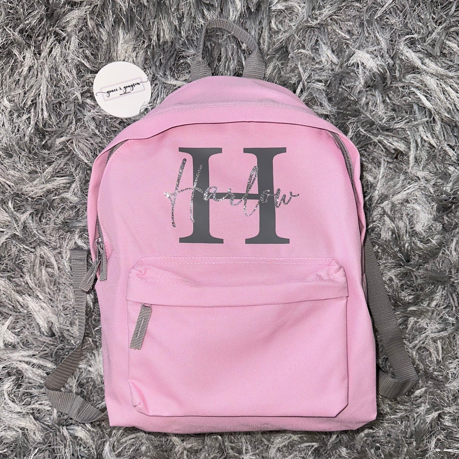 Custom Initial Backpack Personalised Name & Initial Backpack | Large Kids Backpack | Grace ...