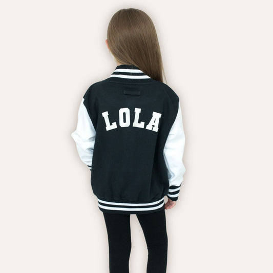 Personalised children’s varsity jacket with custom name