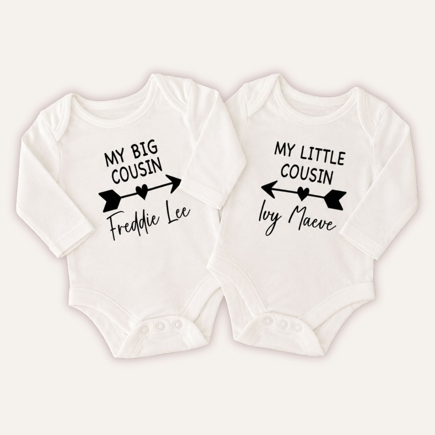 Personalised matching cousin vests for newborns and toddlers – Grace & Grayson