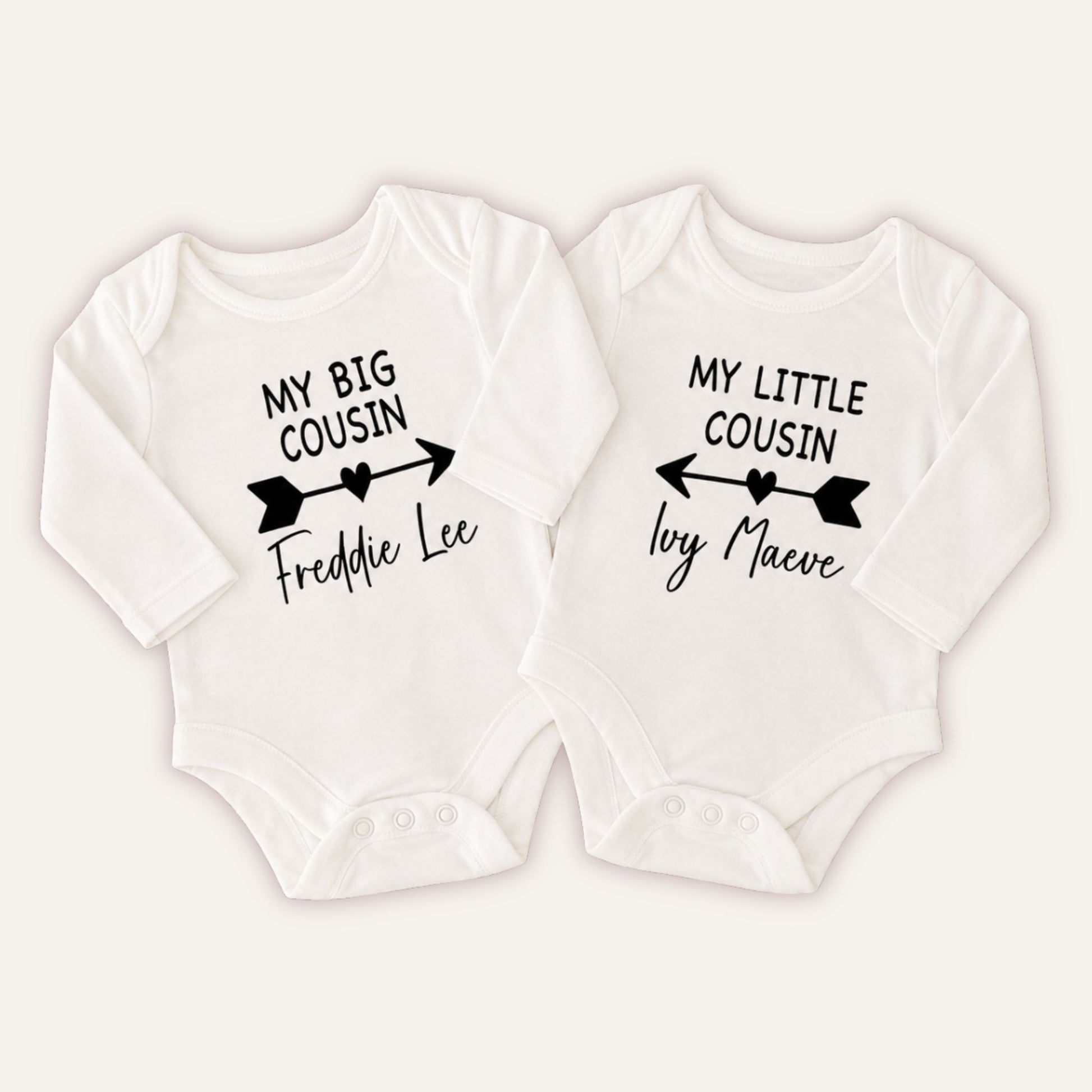 Personalised matching cousin vests for newborns and toddlers – Grace & Grayson
