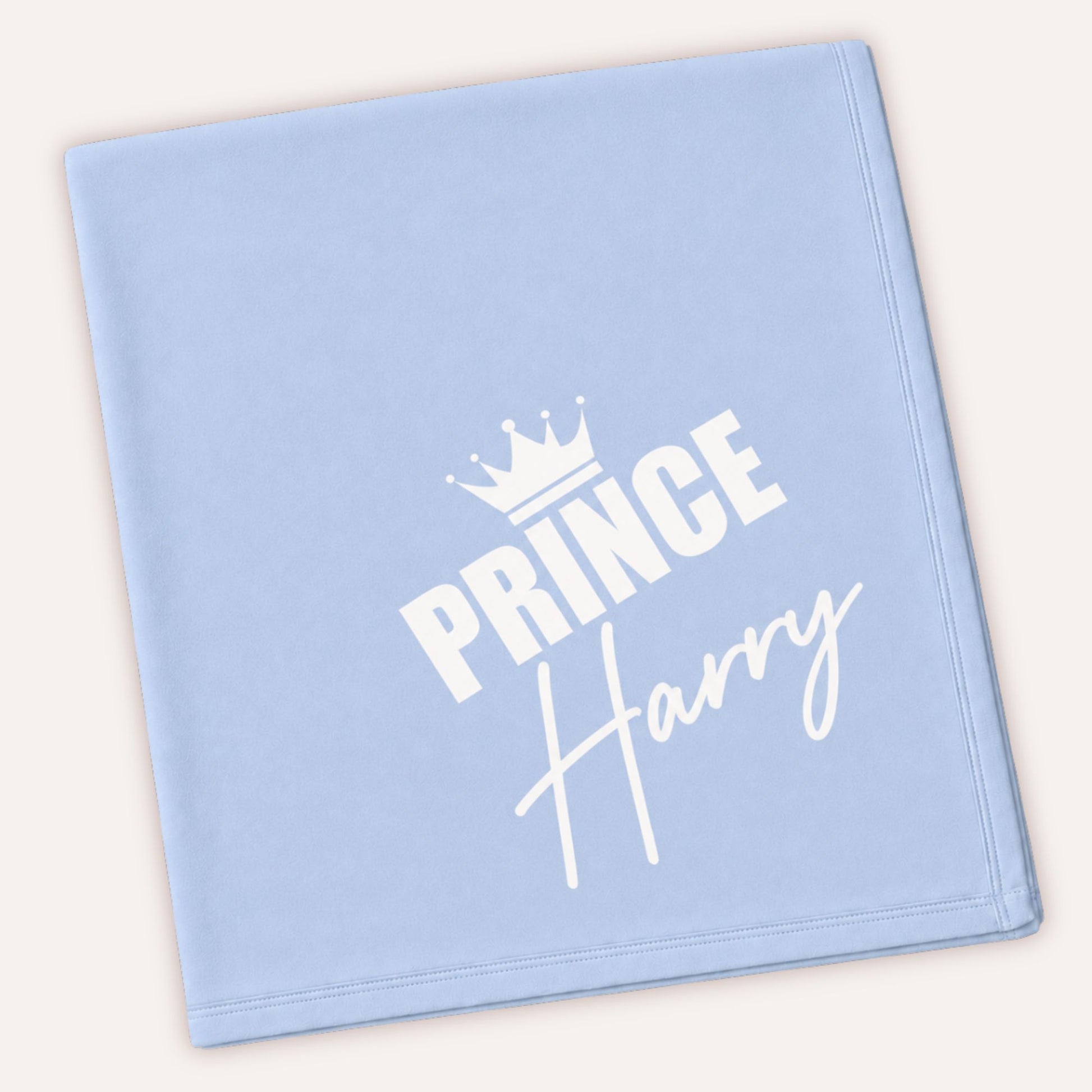 Personalised prince baby blanket in baby blue – Grace & Grayson