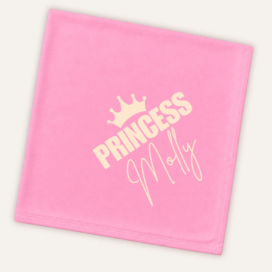 Personalised princess baby blanket with custom name, soft newborn gift for baby girls by Grace & Grayson