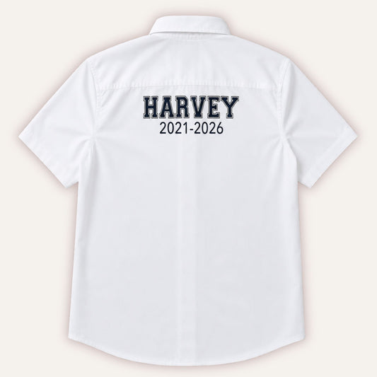 Personalised varsity leavers shirt with custom name and year - Grace & Grayson