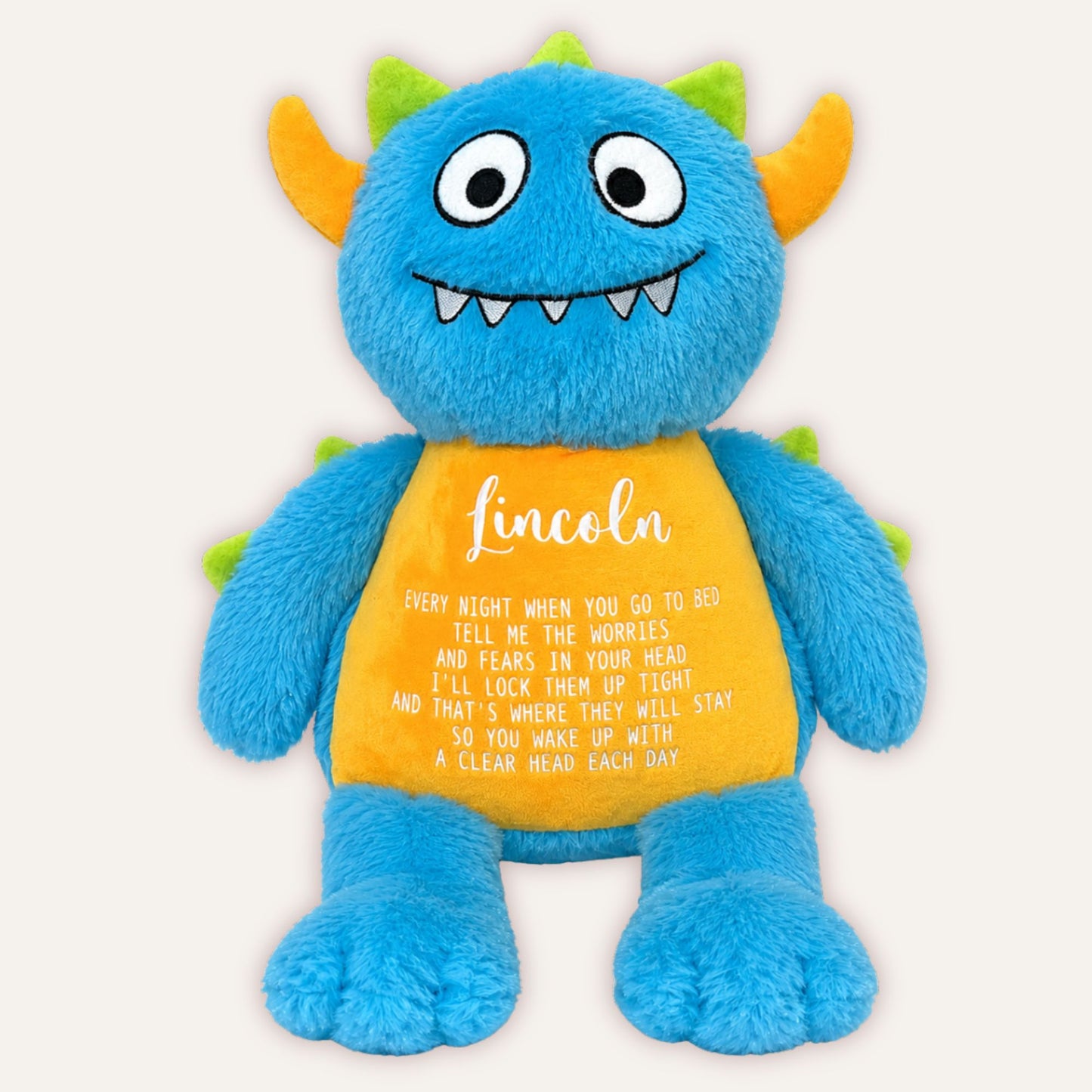 Personalised worry monster teddies for boys and girls in blue and pink - Grace & Grayson