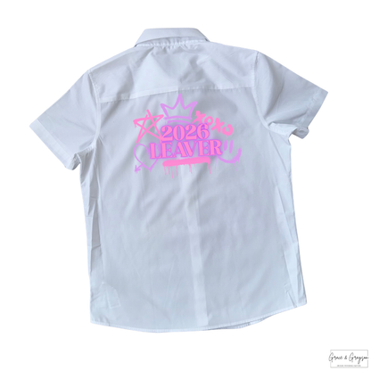 Pink and purple Graffiti Leavers 26: "Pink an purple Leavers Graffiti 2026 Shirt - Personalised signature t-shirt for school leavers"