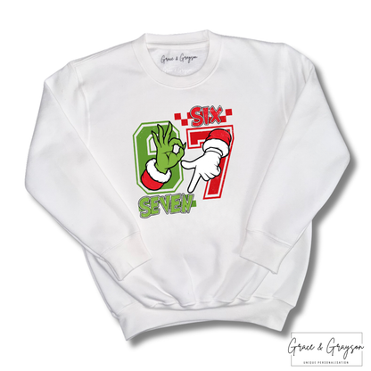 Personalised Six Seven Christmas White Sweatshirt 67
