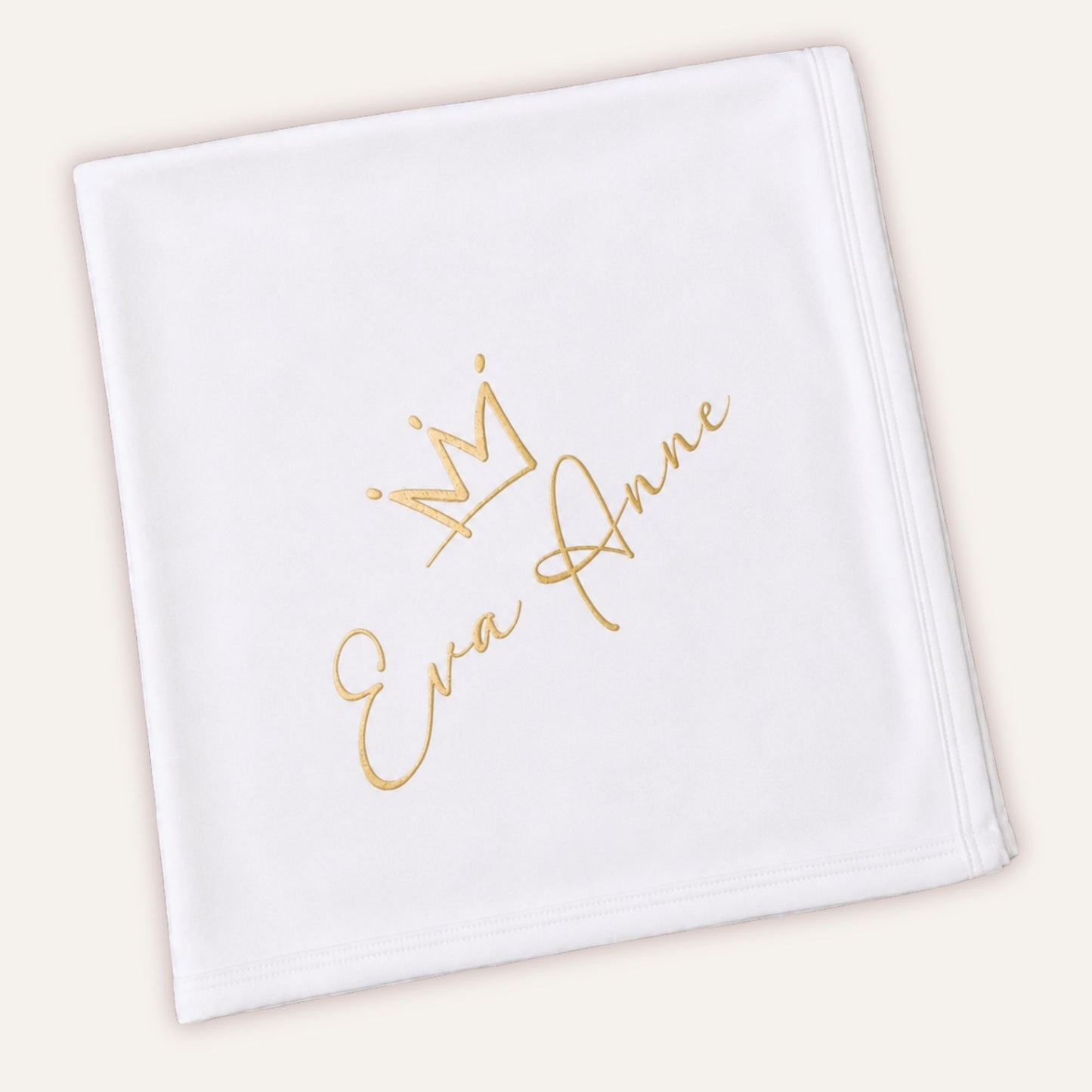 Soft white personalised baby blanket with custom print by Grace & Grayson