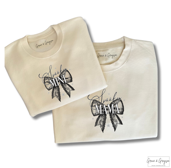 Spooky Halloween Mama & Mini Bow Sweatshirt