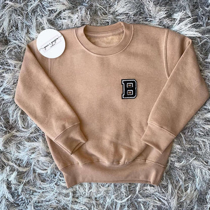 Warm Taupe Chenille Initial Sweatshirt