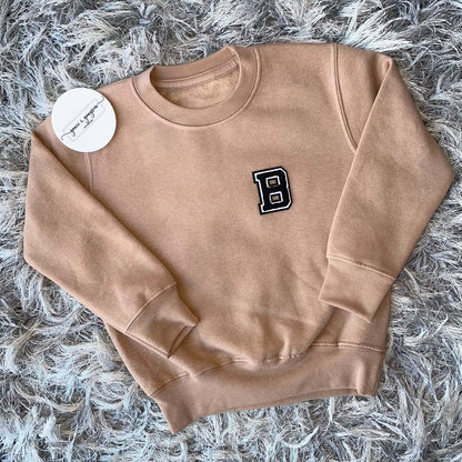 Warm Taupe Chenille Initial Sweatshirt