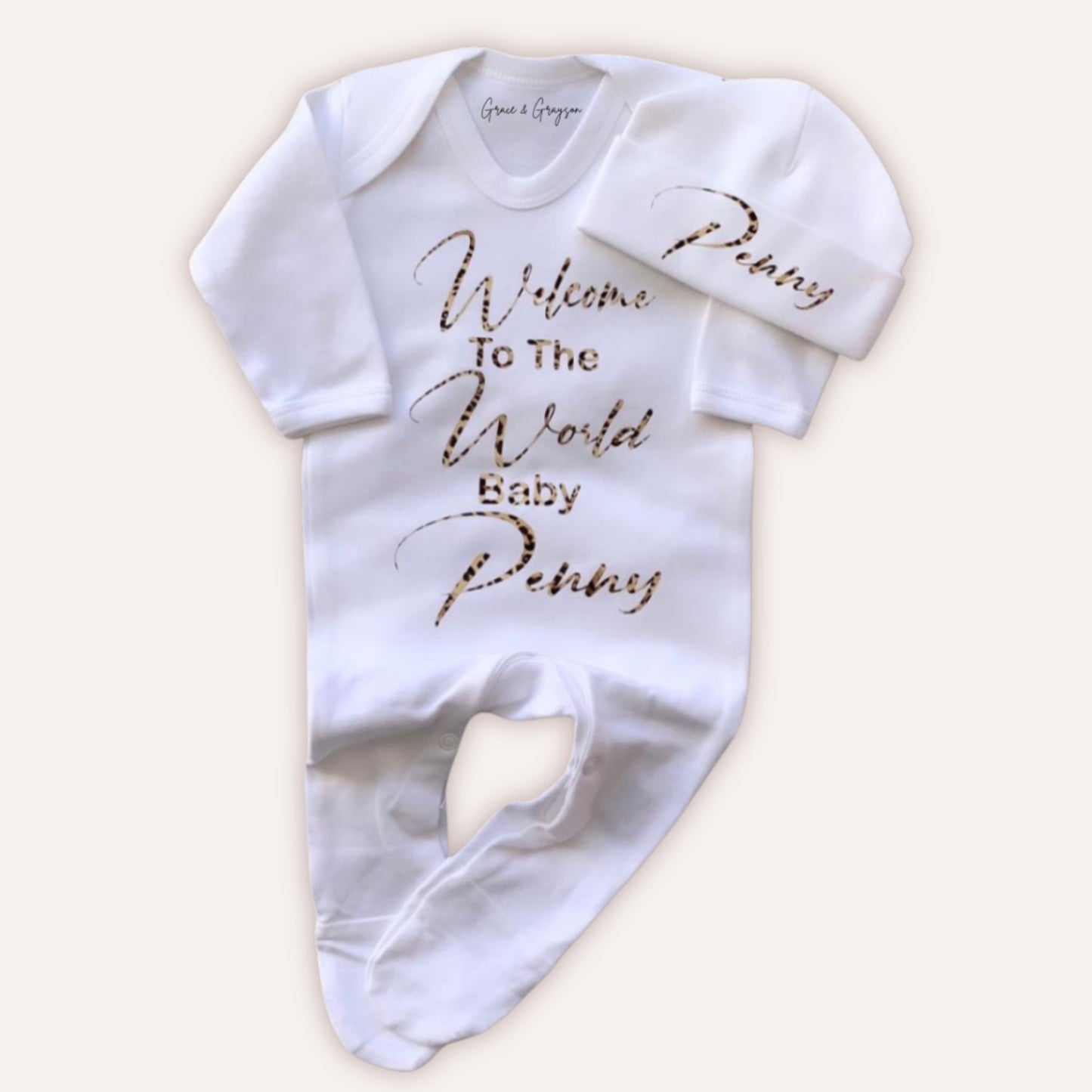 Welcome to the world personalised baby grow set – Grace & Grayson