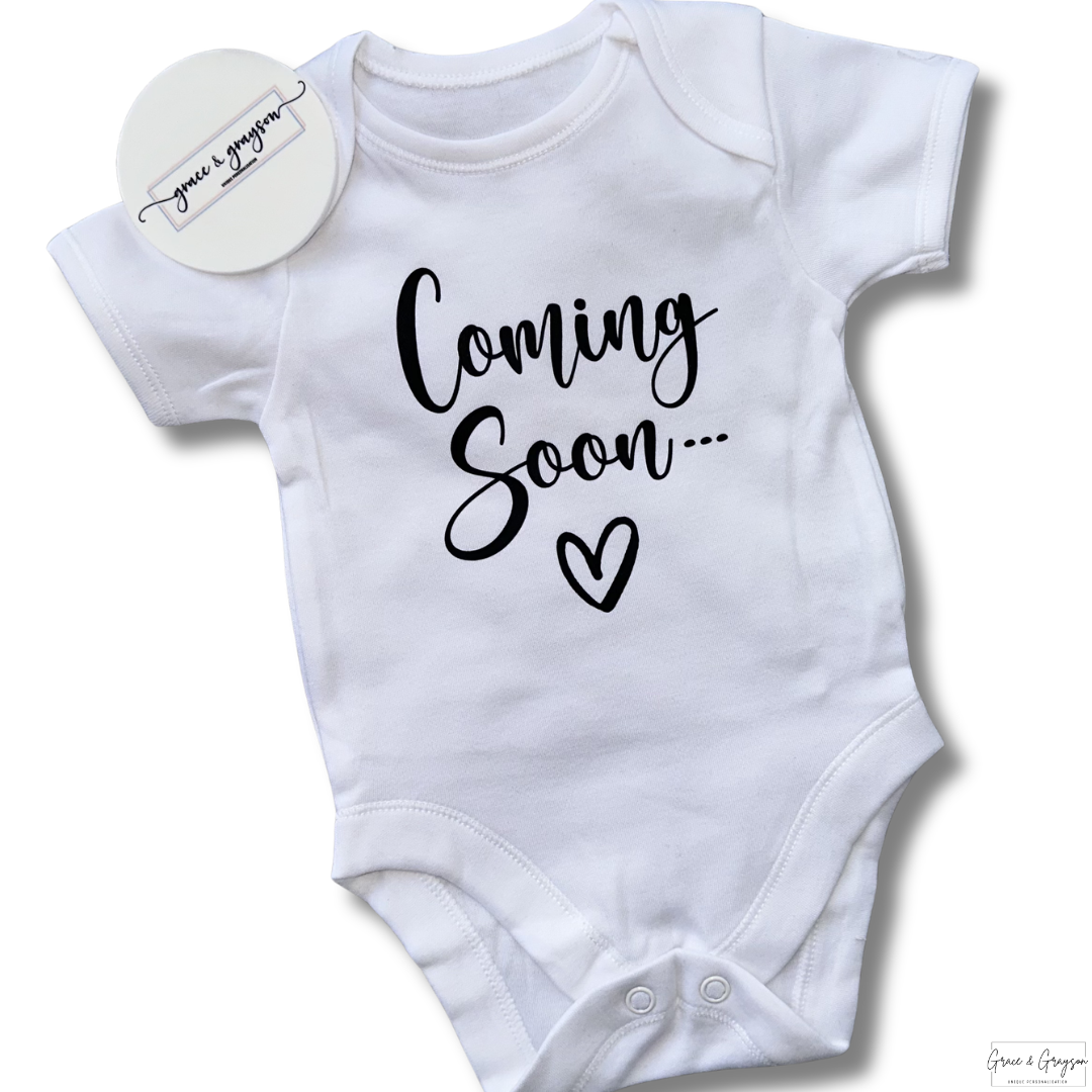 Coming Soon Announcement Baby Vest