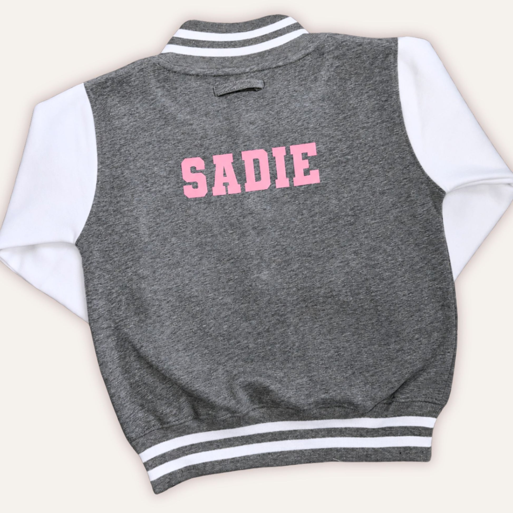 girls Personalised varsity jacket with custom name