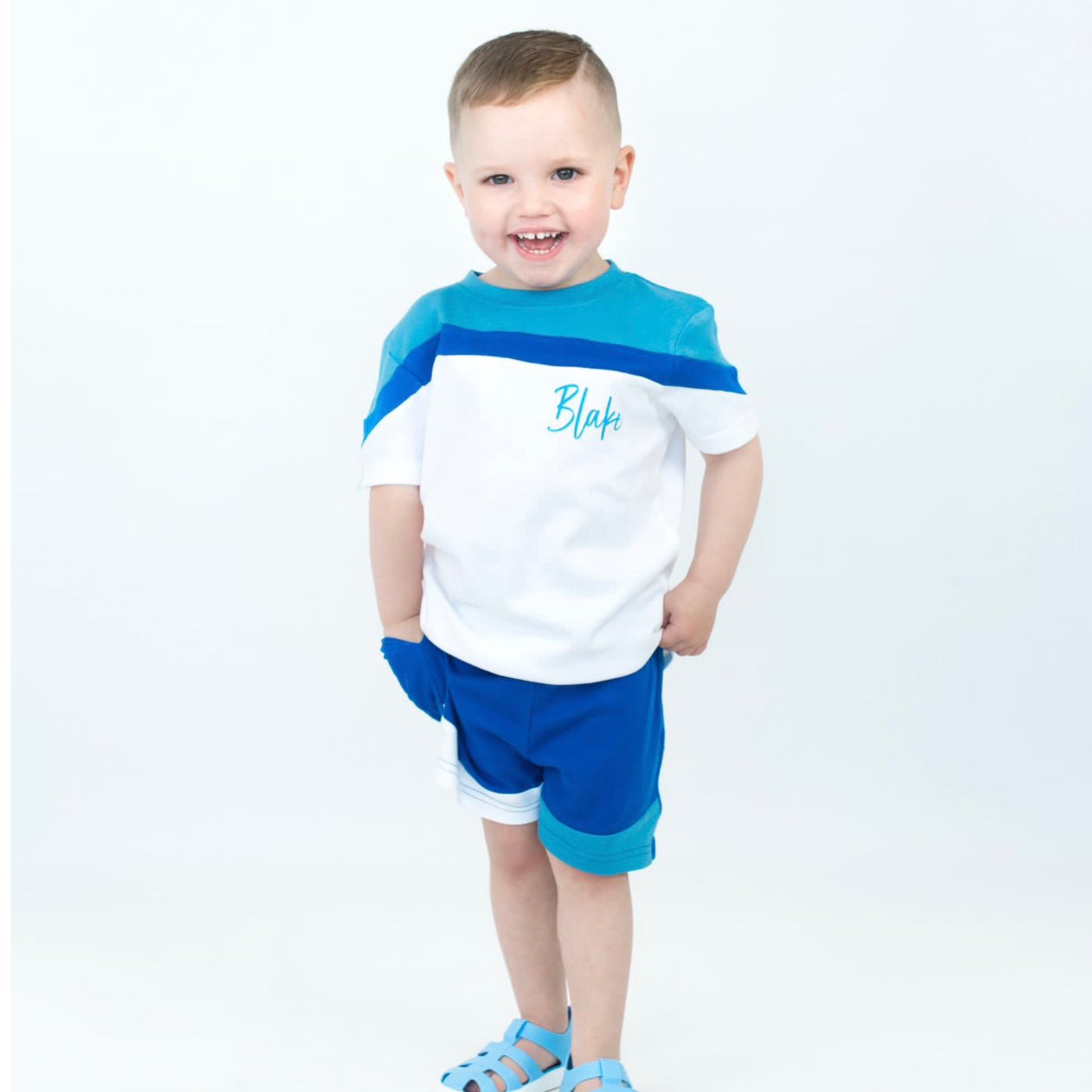 Blue Mix Shorts & T-Shirt Set