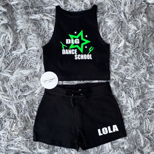 DLG Dance School Kids Crop Top & Shorts Set