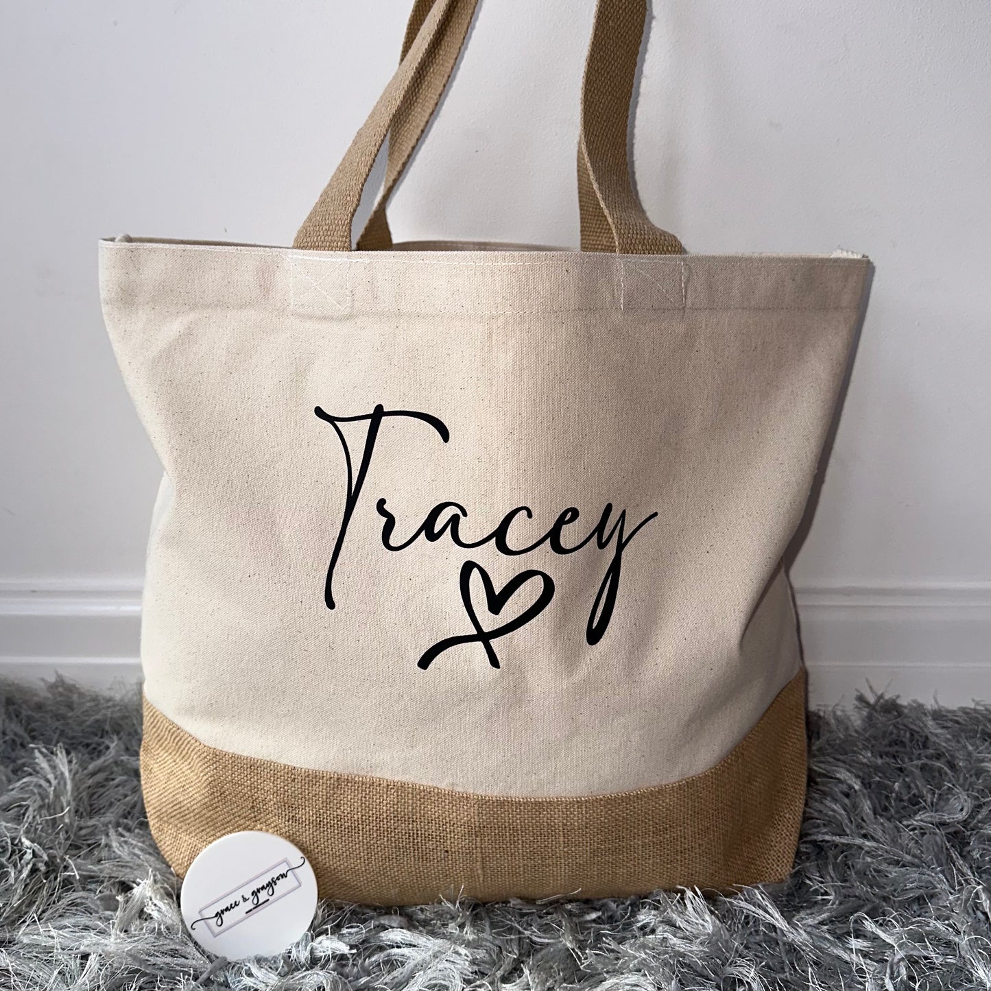 Personalised Heart Jute Bag