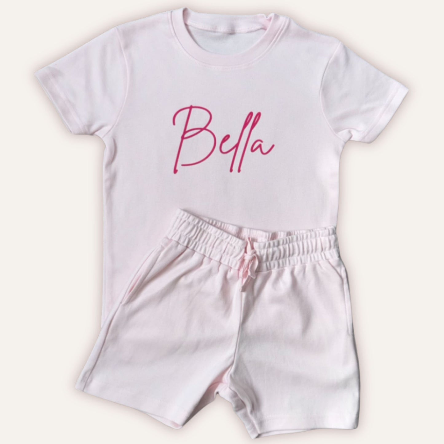 personalised pastel pink kids summer outfit