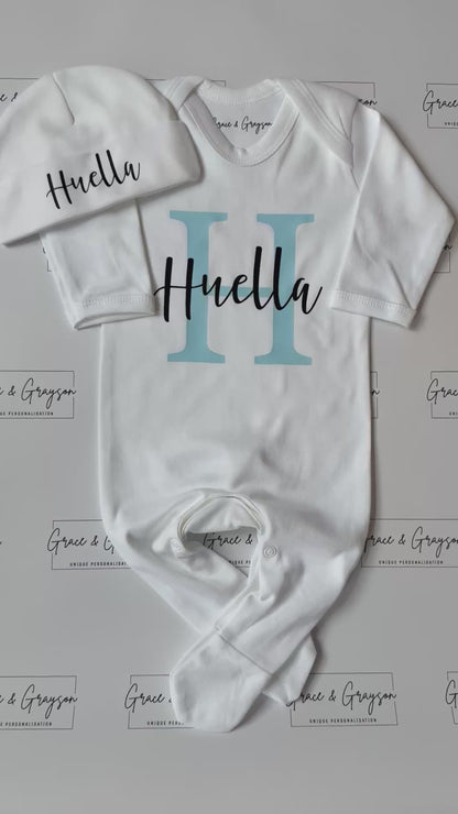 Personalised Name & Initial Baby Grow Set