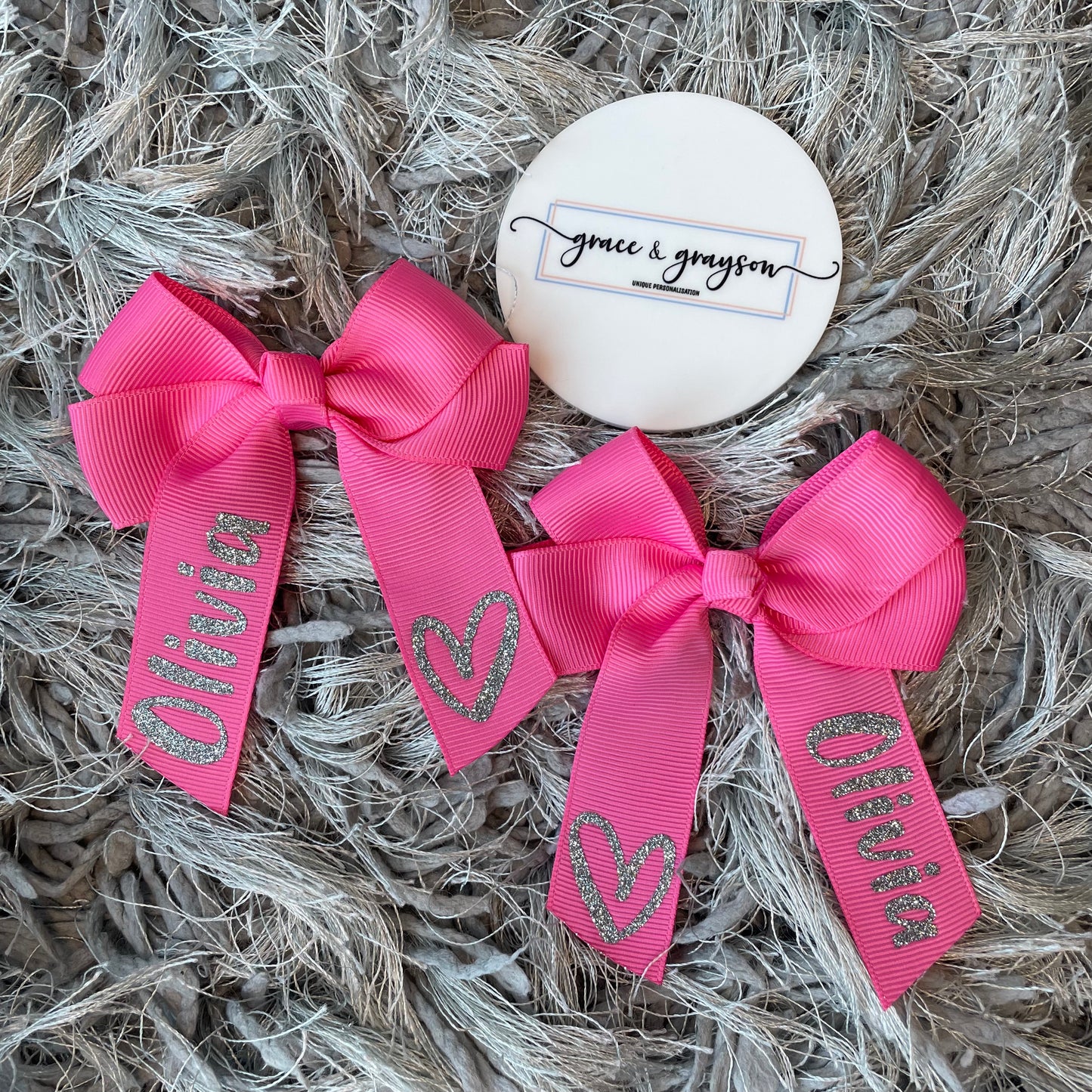 Personalised Heart Hair Bows