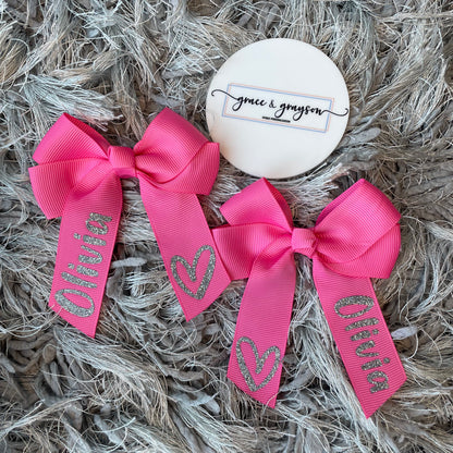 Personalised Heart Hair Bows