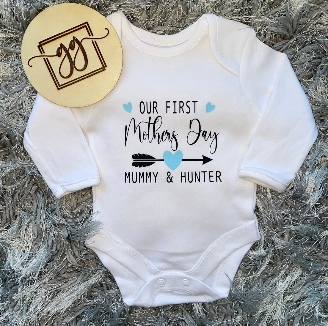 Personalised Our First Mother's Day Arrow Baby Vest