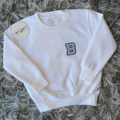 White Chenille Initial Sweatshirt