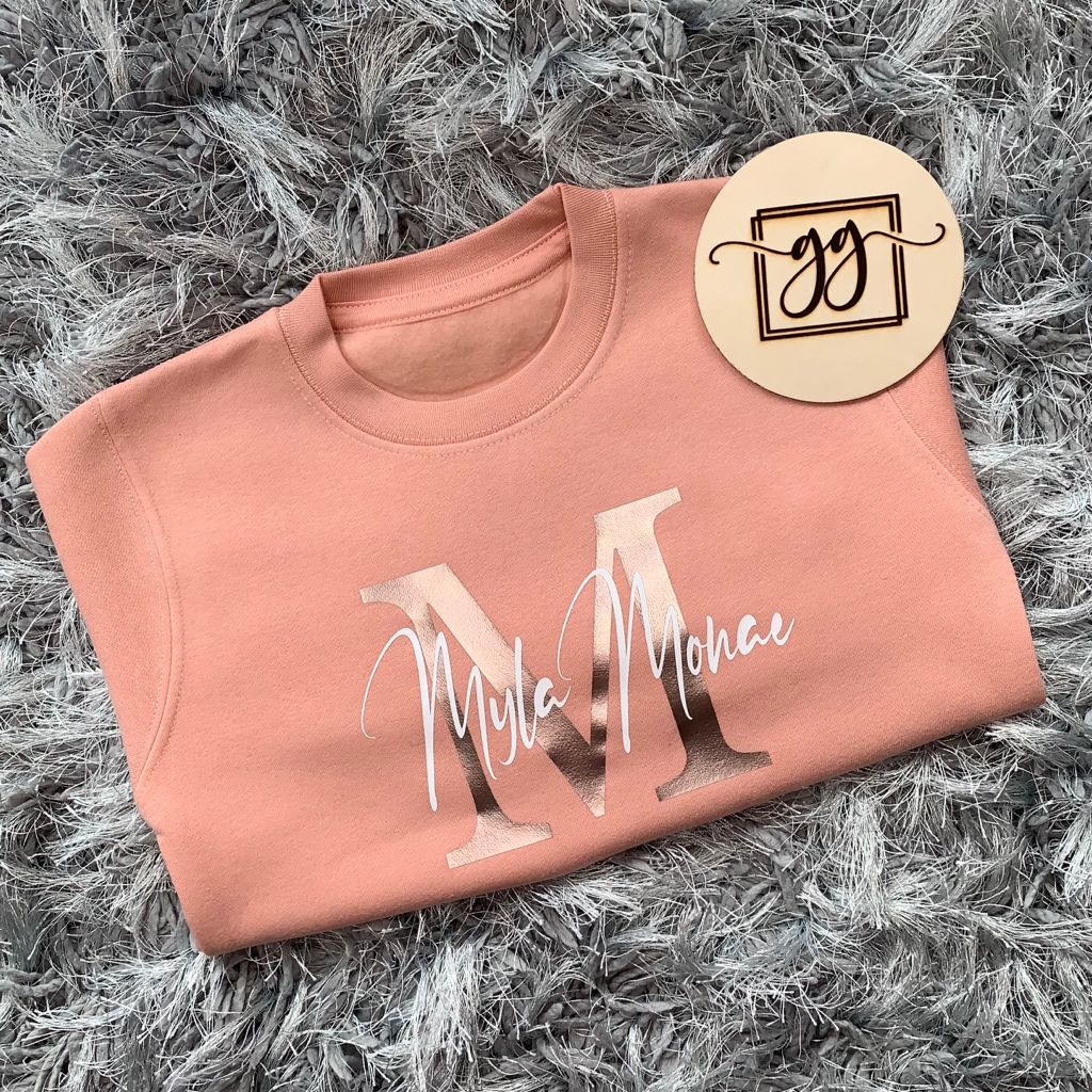 Personalised Dusty Pink Name & Initial Sweatshirt