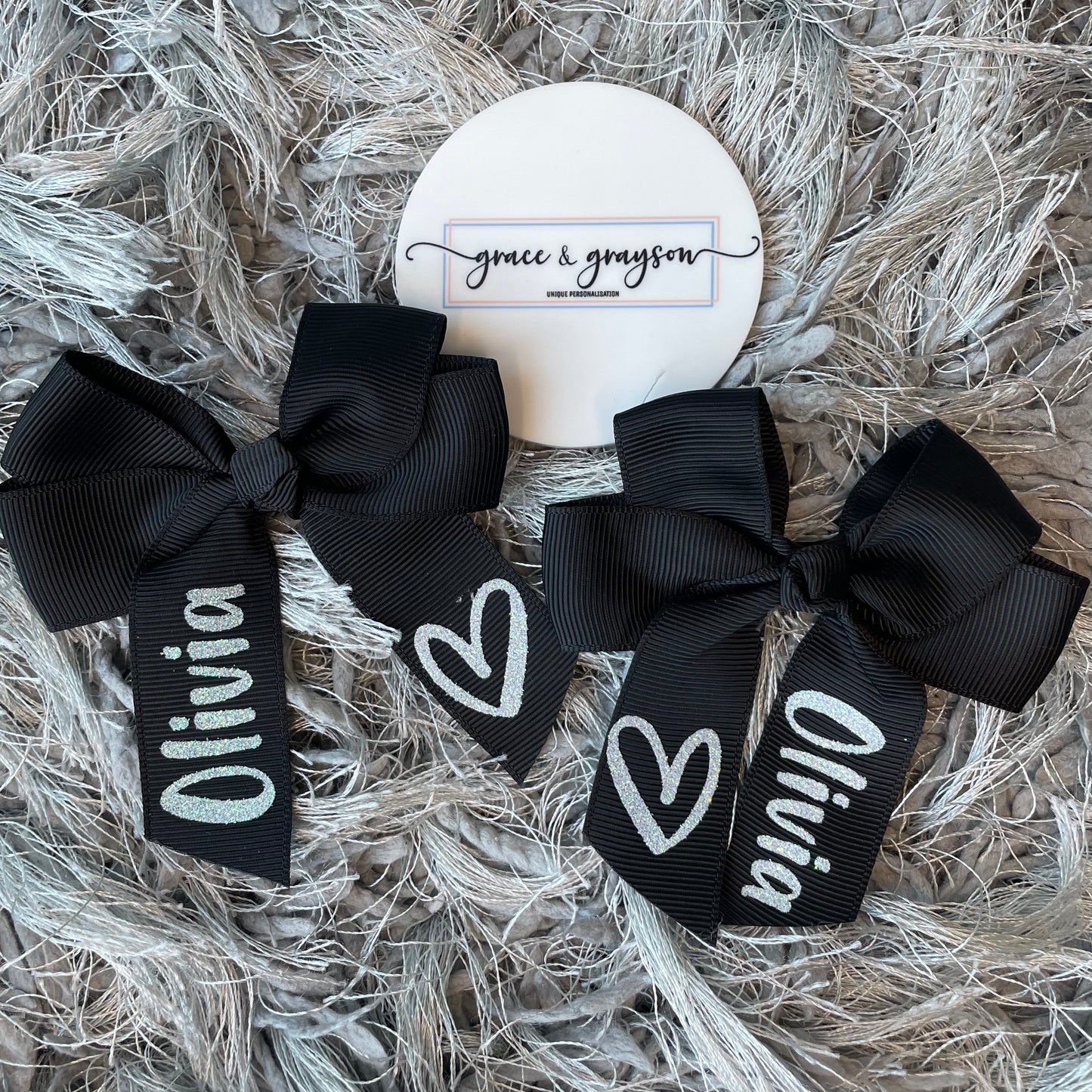 Personalised Heart Hair Bows