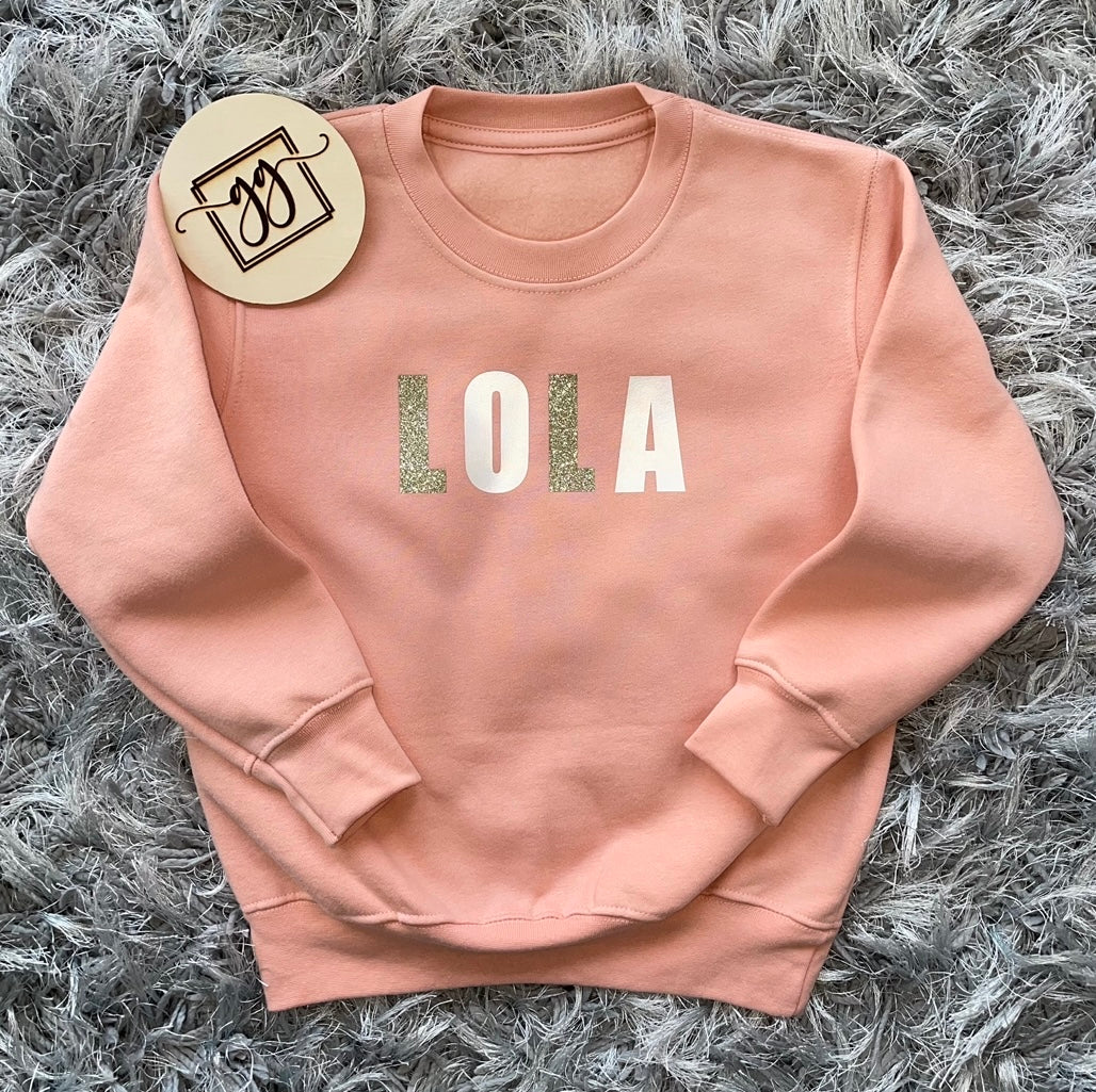 Dusty Pink Multi Colour Name Sweatshirt