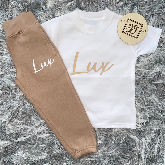 Personalised Warm Taupe T-Shirt & Joggers