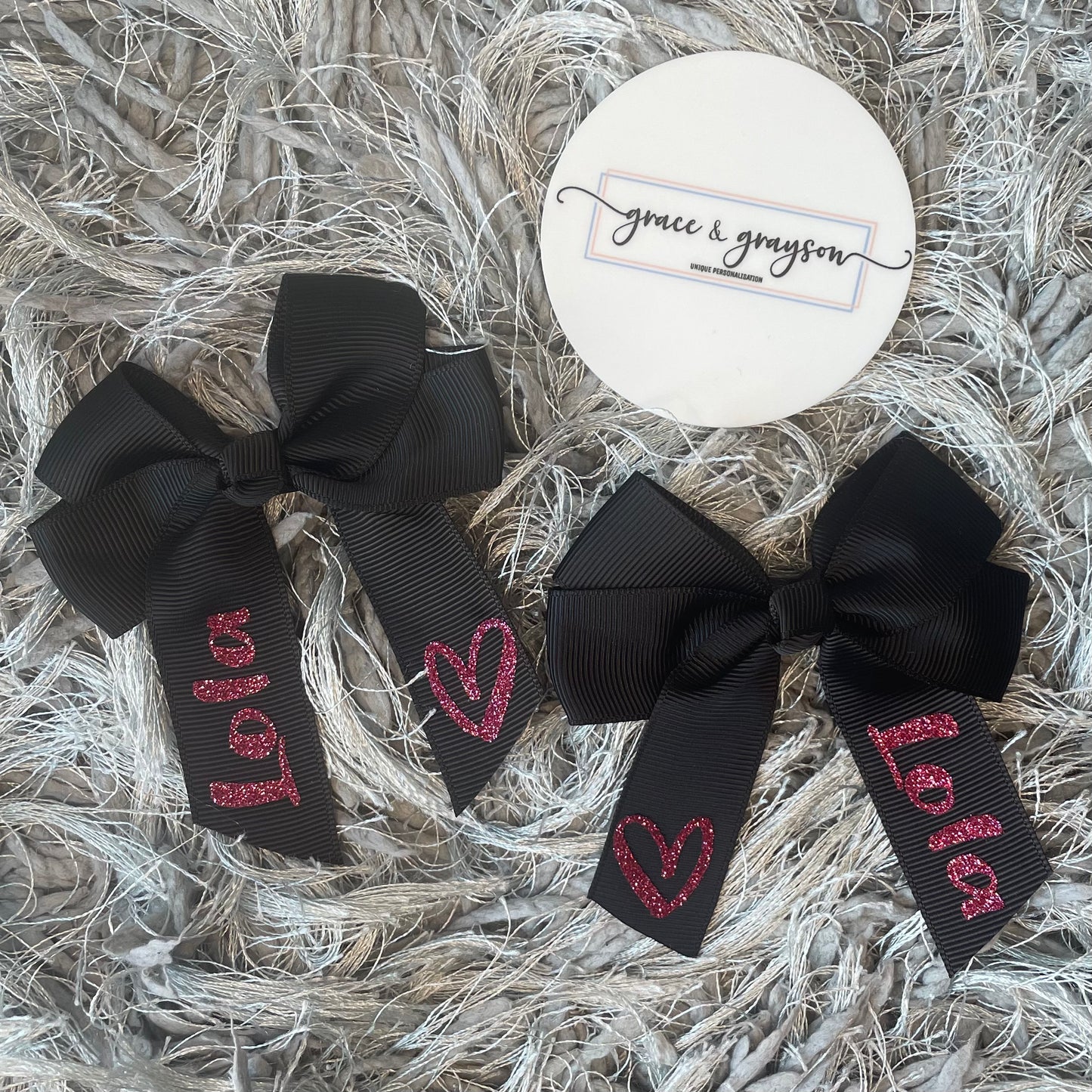 Personalised Heart Hair Bows