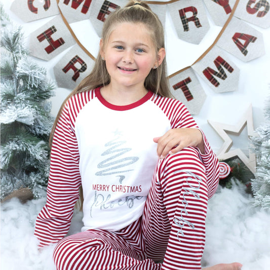 Family Matching Merry Christmas Red Stripe Pyjamas Pyjamas