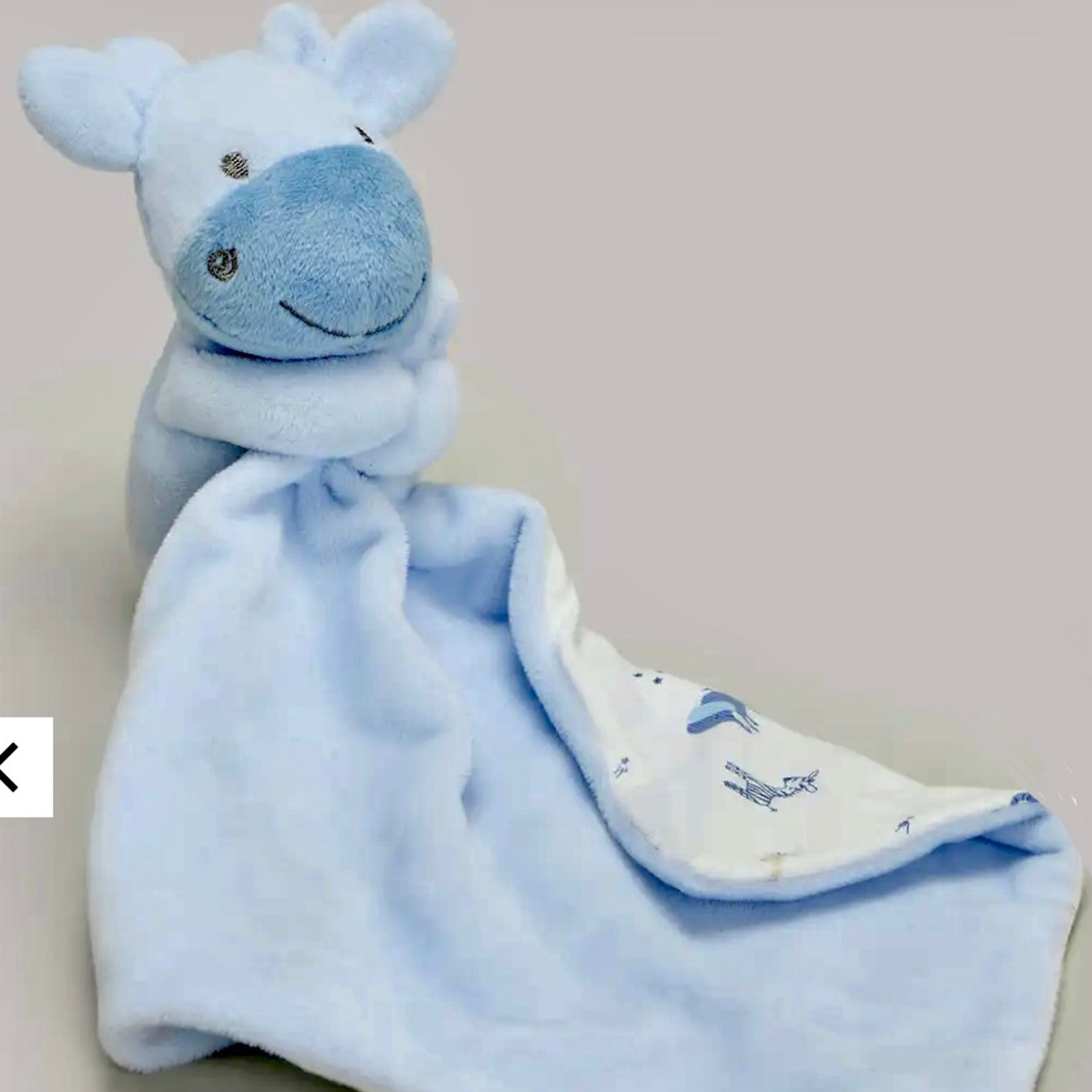 Personalised Blue Giraffe Baby Comforter