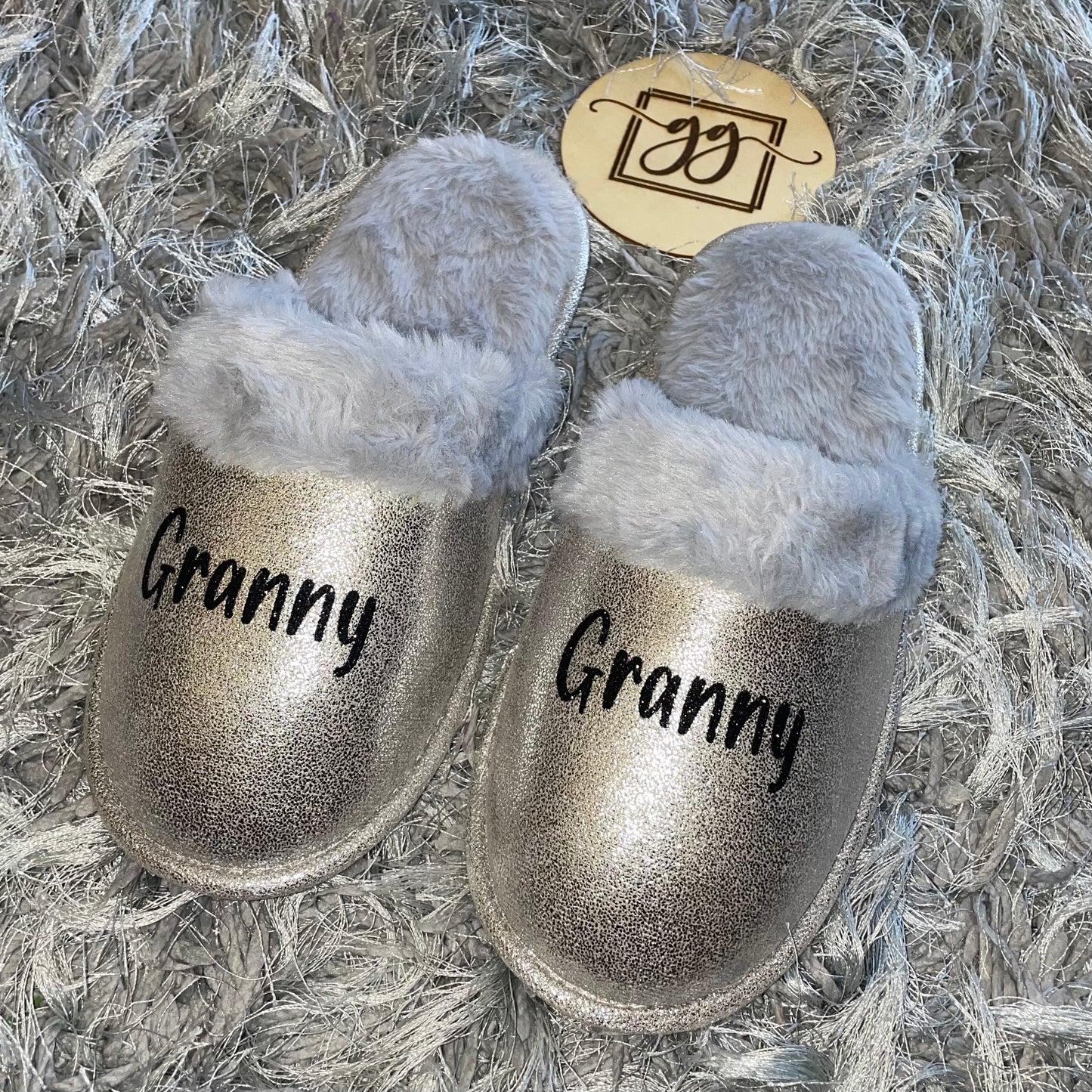 Personalised Silver Slippers