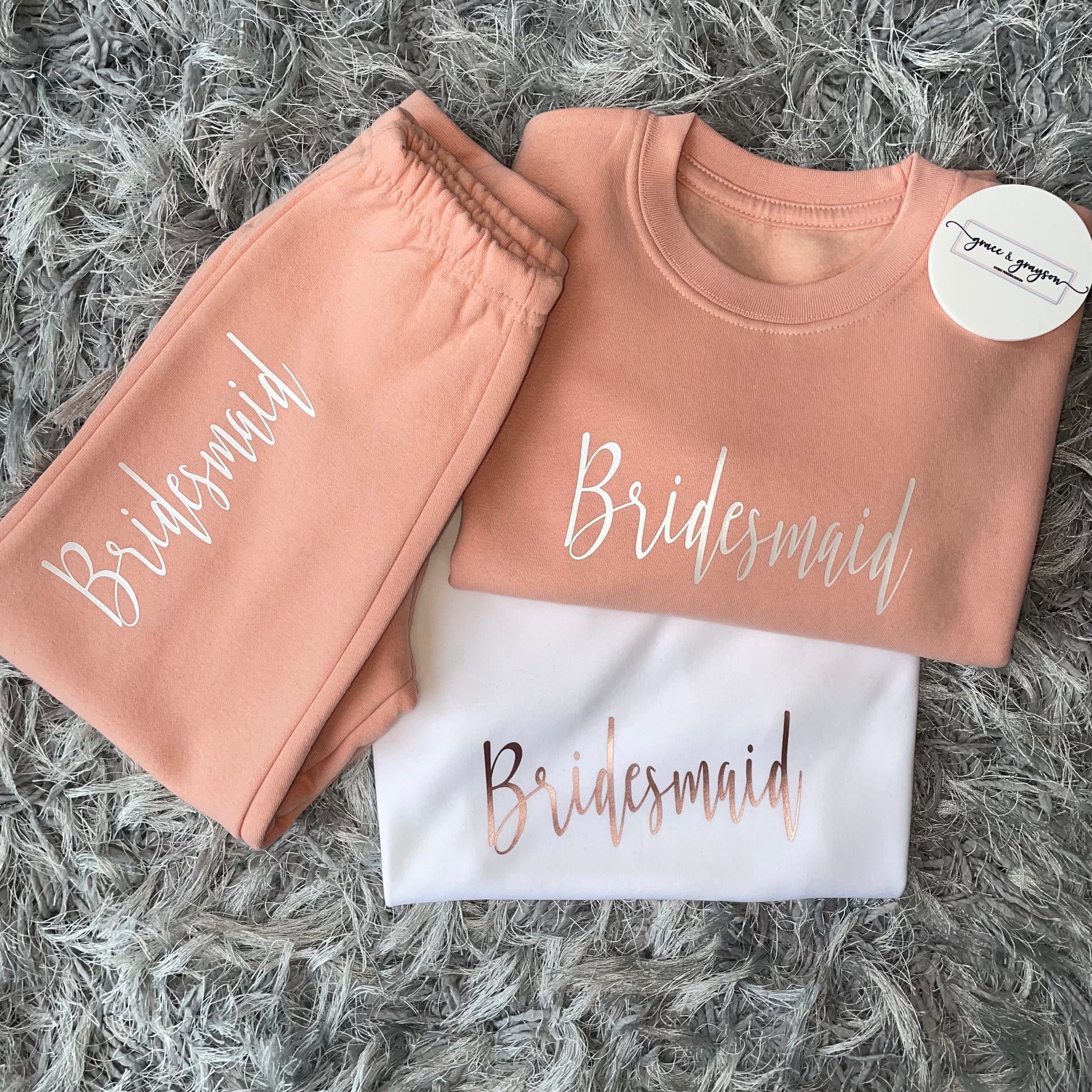 Personalised 3 Piece Bridesmaid Dusty Pink Tracksuit Set Grace
