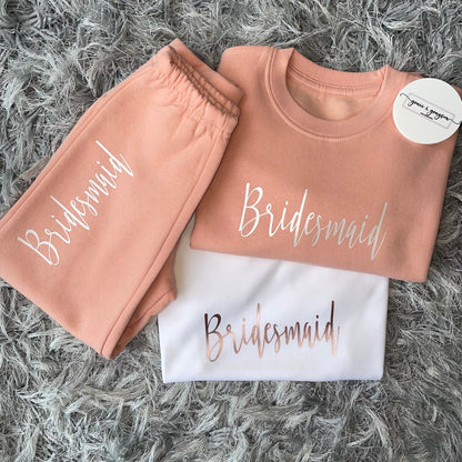 Personalised 3 Piece Bridesmaid Dusty Pink Tracksuit