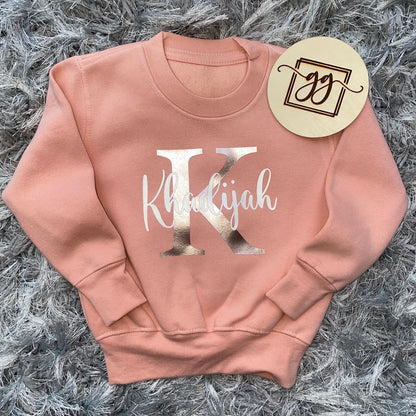 Personalised Dusty Pink Name & Initial Sweatshirt