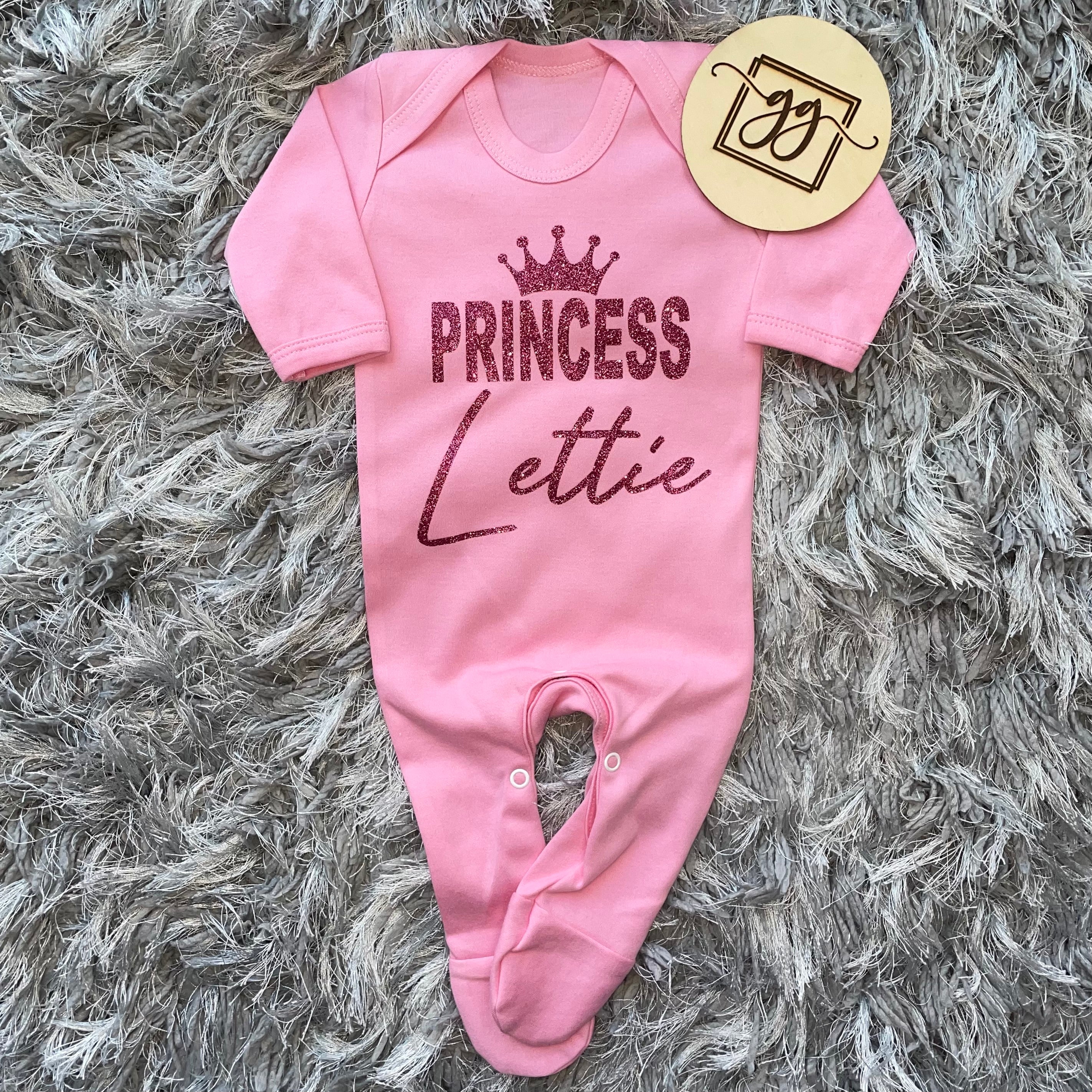 Personalised Princess Baby Grow Set