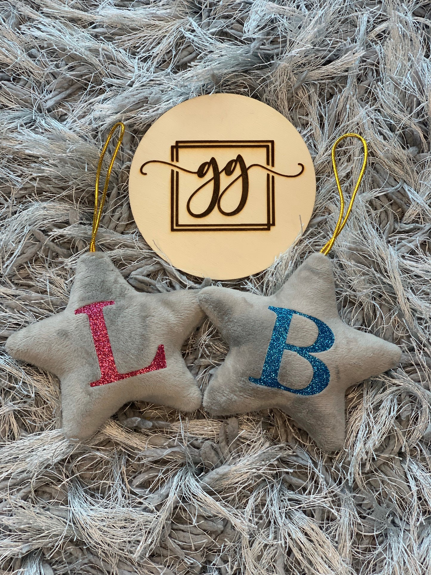Personalised Grey Initial Christmas Star Tree Decoration
