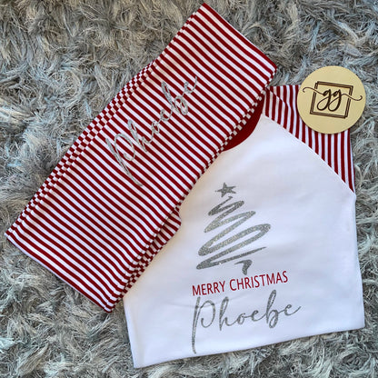 Family Matching Merry Christmas Red Stripe Pyjamas Pyjamas